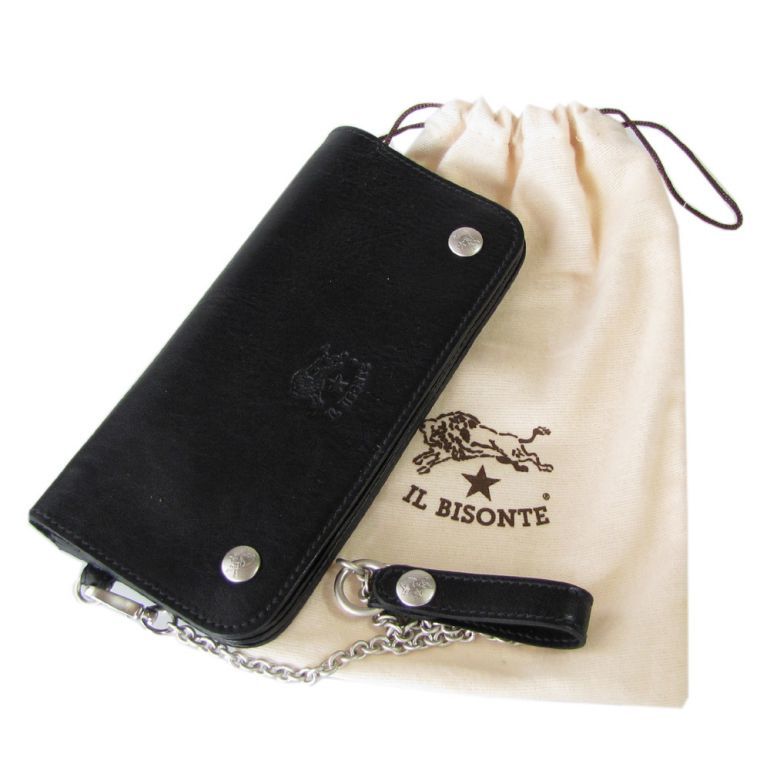 IL BISONTE イルビゾンテ レザー長財布 ウォレットチェーン付 イルビゾンテ IL BISONTE 長財布 カウハイドレザー 本革 ウォレット