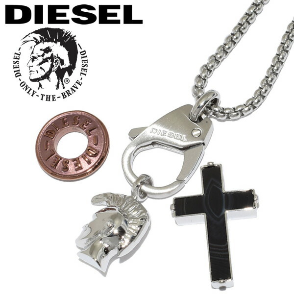 DIESEL ディーゼル ネックレス シルバー ステンレス クロス チャーム