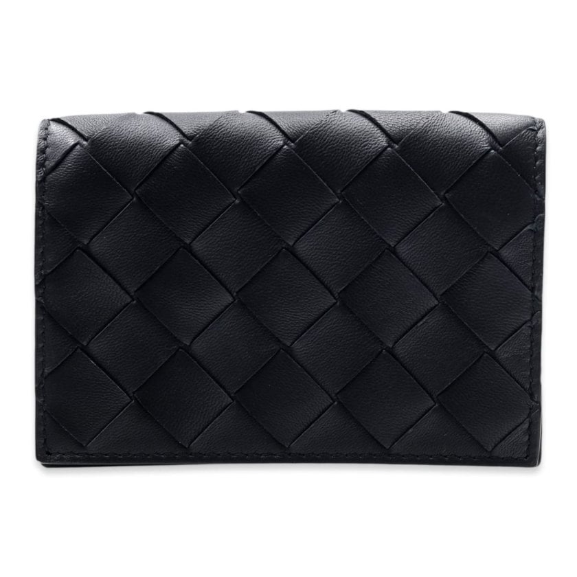 美品_ボッテガ黒レザー名刺入れ ボッテガヴェネタ BOTTEGA VENETA カードケース 名刺入れ メンズ