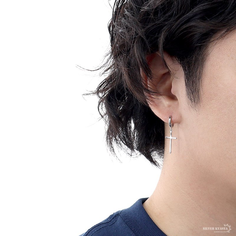 ピアス クロスフープピアス シルバー925 メンズ レディース クロス
