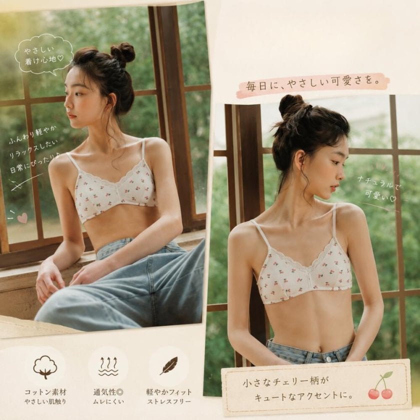 ジュニアブラ 2点セット ブラジャー ショーツセット 綿 コットン