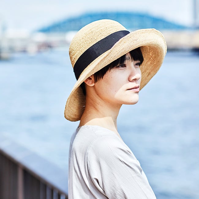 田中帽子店 Fiona フィオナ ナチュラル×ブラック[麦わら帽子