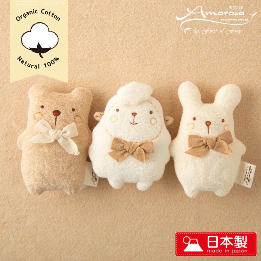 うずら様オーダー❤カラカルベビー♡お口開閉♡アートドール♡ぬいぐるみ♡ 日本製 オーガニックコットン100% ベビーラトル ぬいぐるみ くま