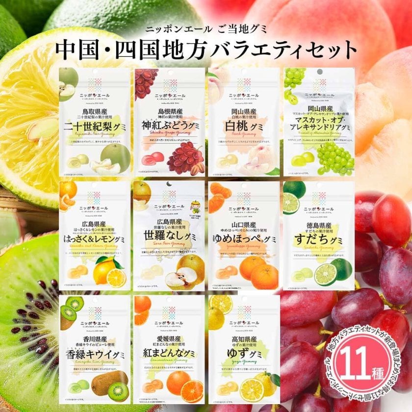 メール便配送】中国・四国地方 グミ 11種類セット 全国農協食品
