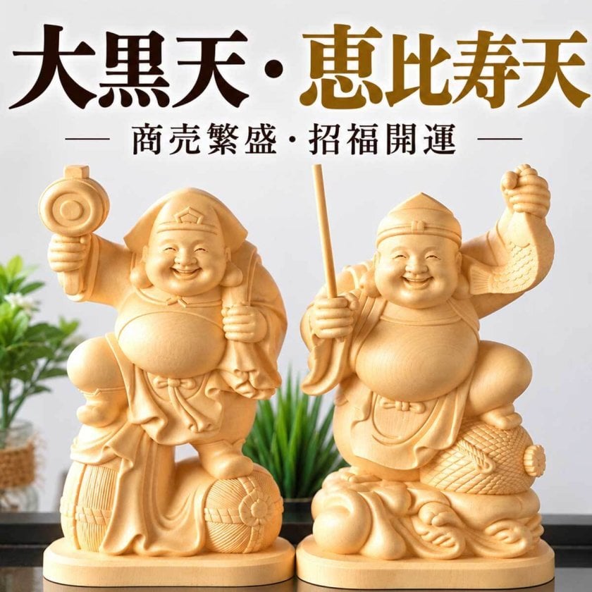 大黒天 大黒様 恵比寿様 恵比寿天 15cm 商売繁盛 神棚 七福神 金運