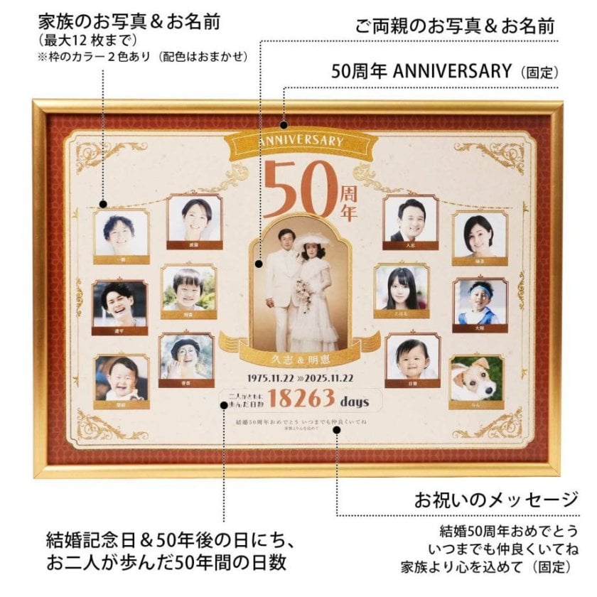 金婚式 結婚記念日 50周年 両親 祖父母 記念品 ギフト / 金婚式・結婚