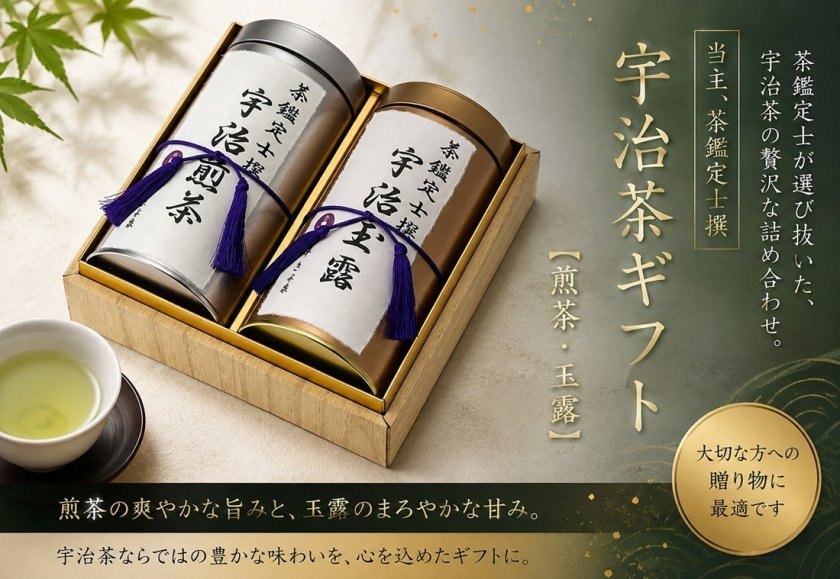敬老の日 宇治茶ギフト (各120g×2缶) 煎茶 玉露 高級ギフト 新茶 宇治