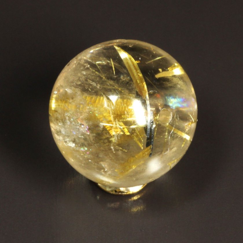 天然水晶球 極上珍品守護石★金針水晶❣️太陽発射ルチルクォーツ★金の花火★ 開運ギフト】 高級感あふれる天然石［極太金針のインパクトが凄い］1粒