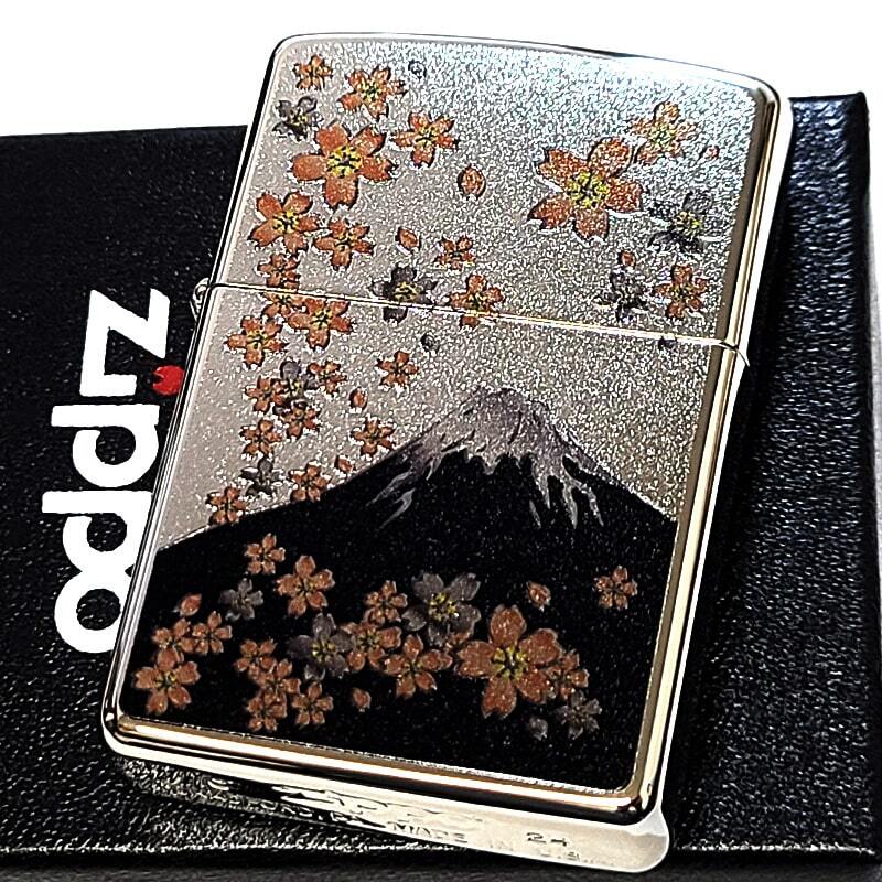 ZIPPO ライター 桜 富士 ジッポー 和柄 かっこいい シルバー 銀 日本 