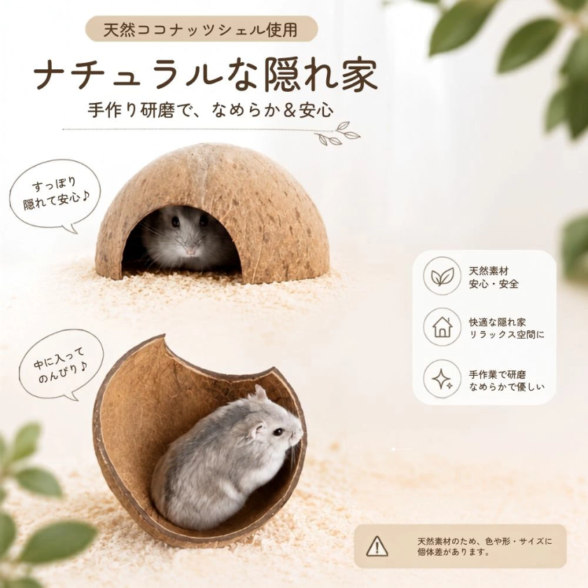ココナッツシェル ハウス ハムスター 小動物 天然素材 隠れ家