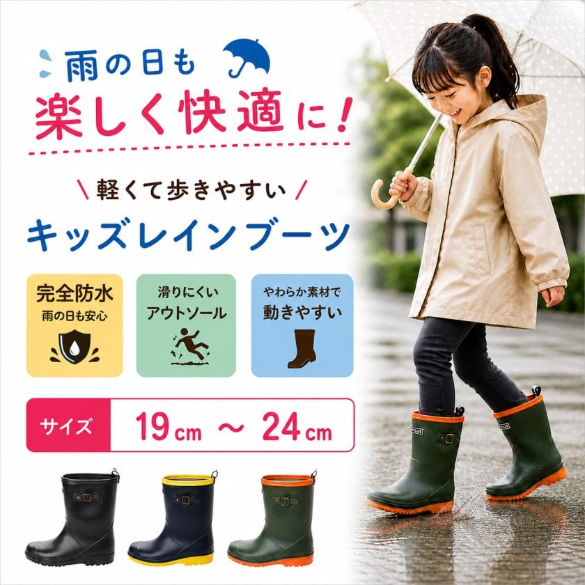 キッズ レインブーツ ジョッキーブーツ レインシューズ 長靴 完全防水