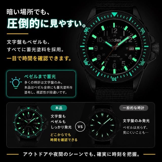 ダイバーズウォッチ 腕時計 メンズ クォーツ 防水 ナイロンストラップ