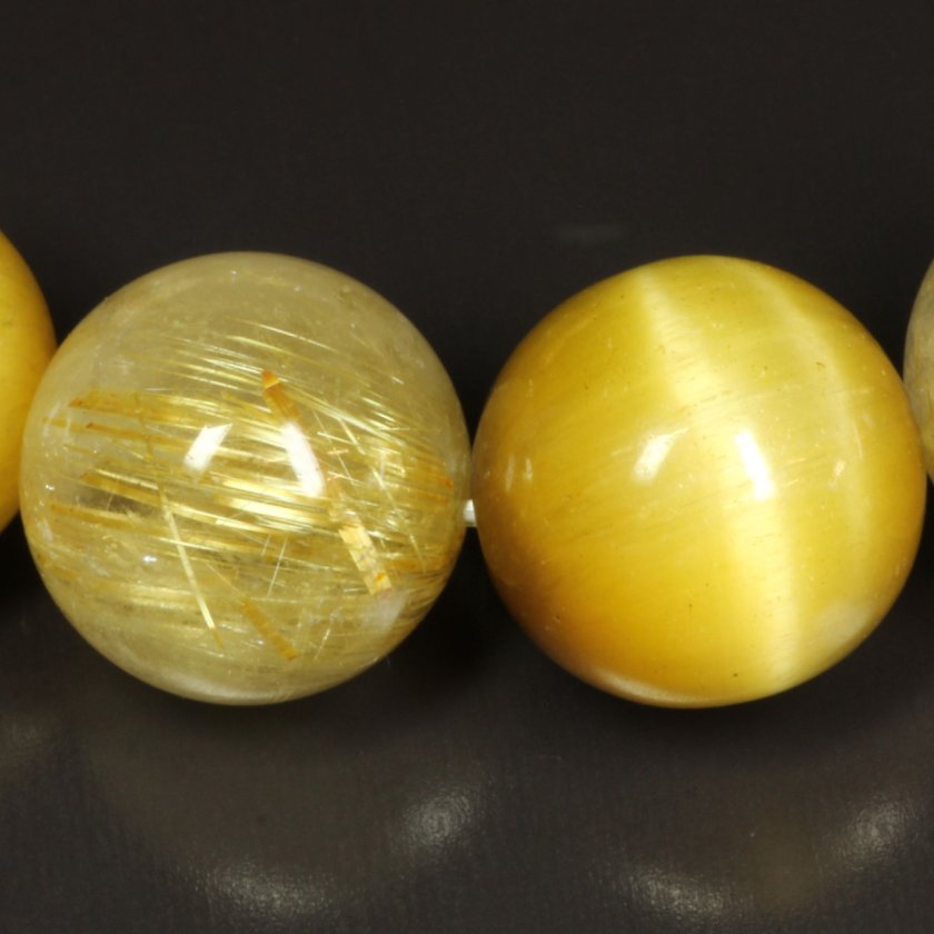 高級ルチル】 一点物［決断力］12mm 金彫皇帝龍 本水晶 ゴールデン