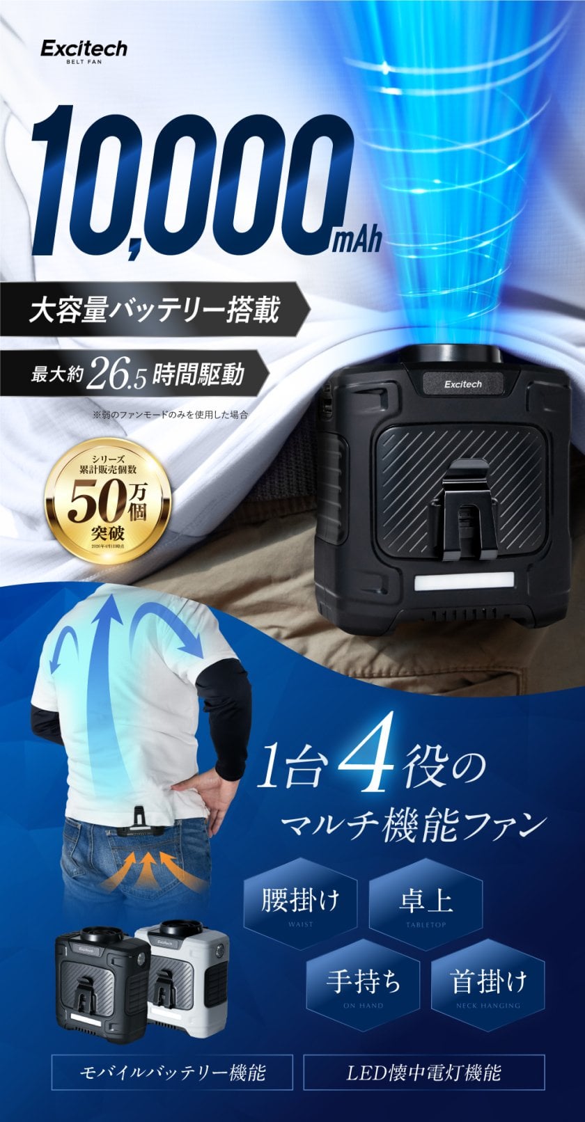 フジテレビ『ぽかぽか』で紹介】Excitech 腰掛け扇風機 ベルトファン