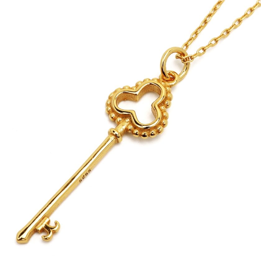 シルバー925 ネックレス レディース S925 18K GP キーネックレス カギ 