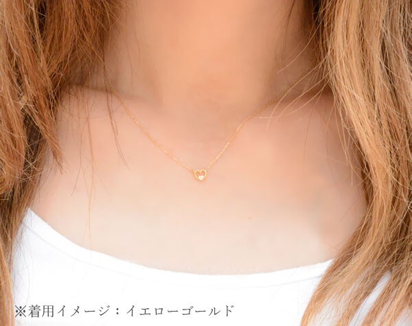 ネックレス レディース 18金 ダイヤモンド k18 ハート ホワイト