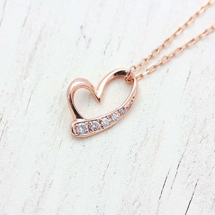ネックレス レディース K18PG ピンクゴールド ダイヤモンド 0.06ct