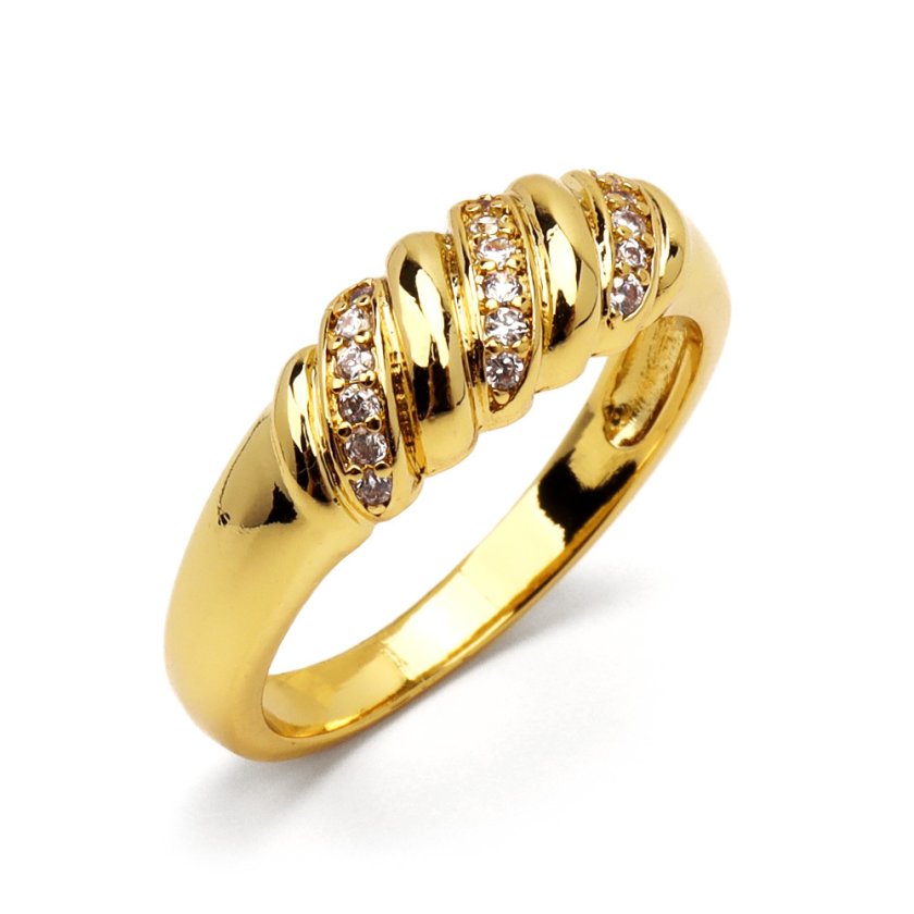 ツイストリング ゴールド 18K GP K18 CZ レディース ゴールドリング