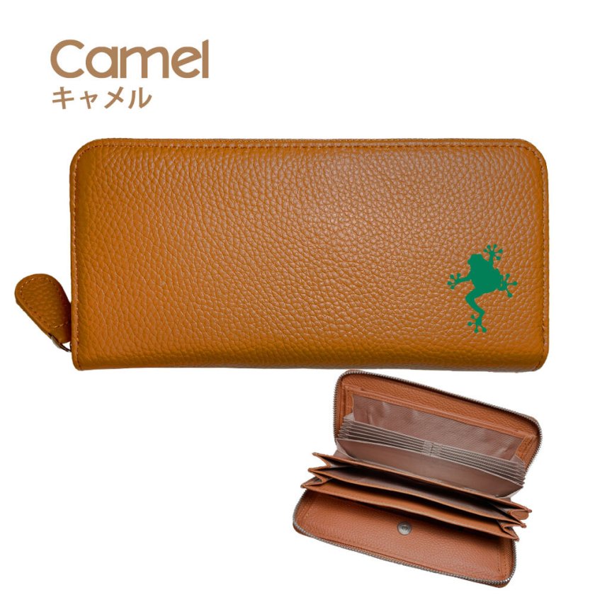 カエル 牛本革 多機能 ロングウォレット 長財布 じゃばら カード