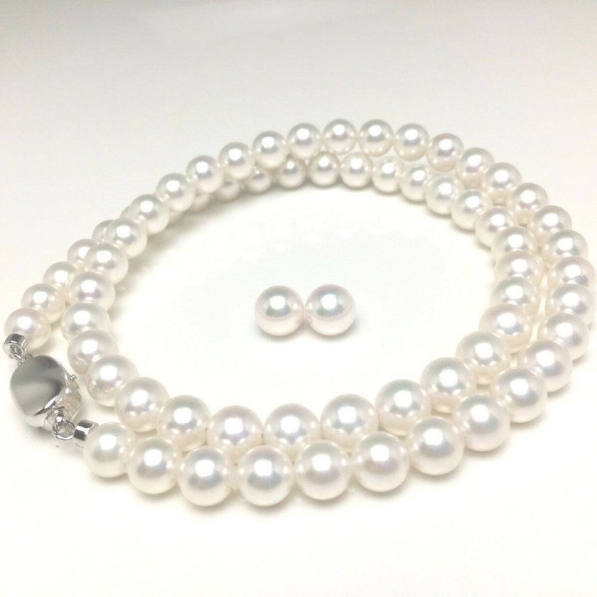 真珠 ネックレス パール 花珠 アコヤ真珠 イヤリング or ピアス セット 