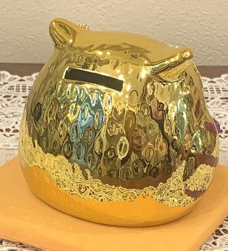 人気のフクロウ】デコふくろう貯金箱（ゴールド）Lサイズ【金運アップ