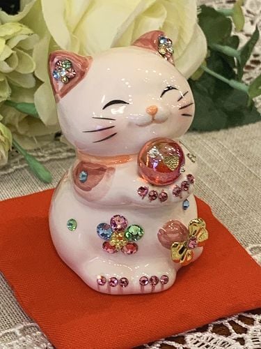 恋愛運アップ】風水招き猫（貯金箱）SSサイズ ピンク【猫好きな方へ