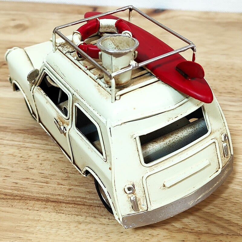 レトロ オブジェ かっこいい 置物 車 アイボリー ブリキ アンティーク