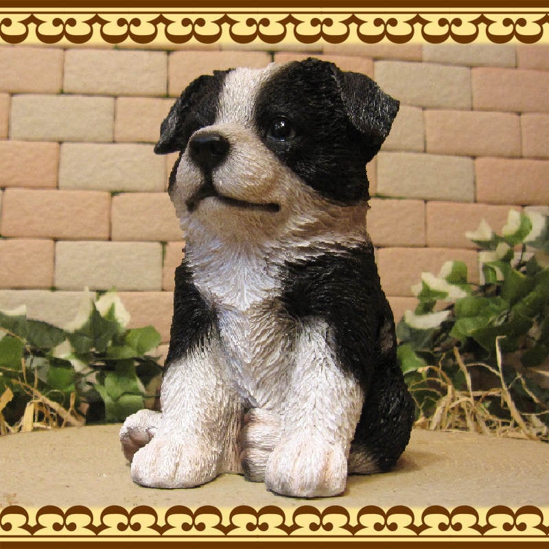 犬 置物 リアル ボーダーコリー お座り いぬ 動物オブジェ ガーデン