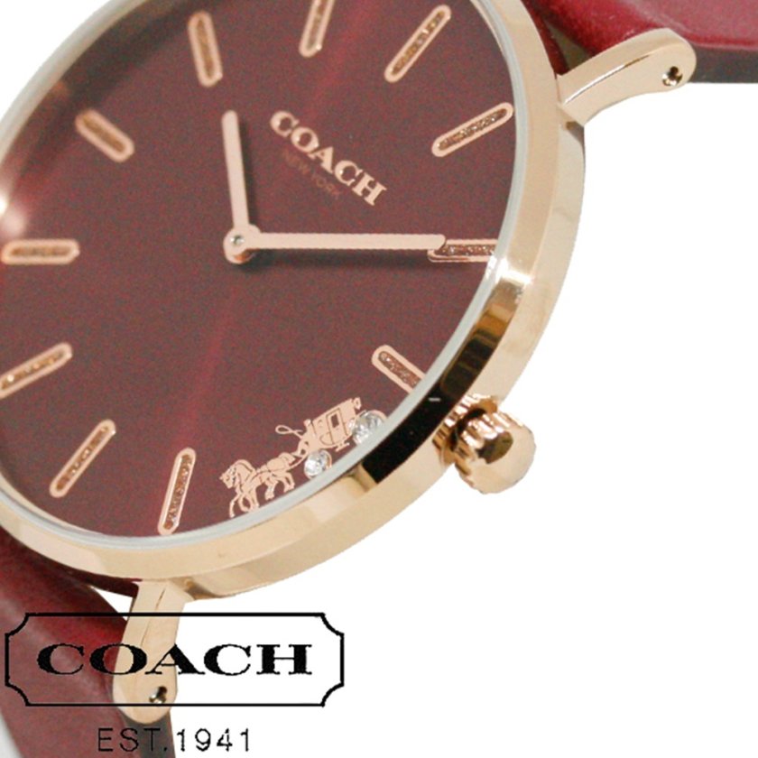 COACH コーチ 腕時計 PERRY 14503851 ボルドー レザー レディース 無料 