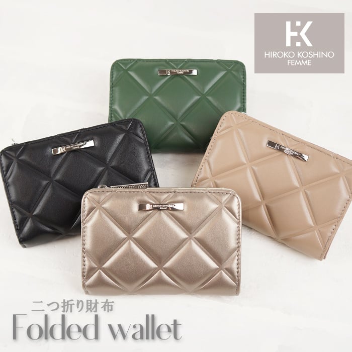 HIROKO KOSHINO ヒロココシノ 二つ折り財布 キルティング二つ折り財布