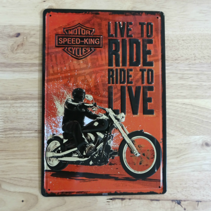 ブリキ看板アメリカン バイク RIDE TO LIVE ビンテージ ガレージ