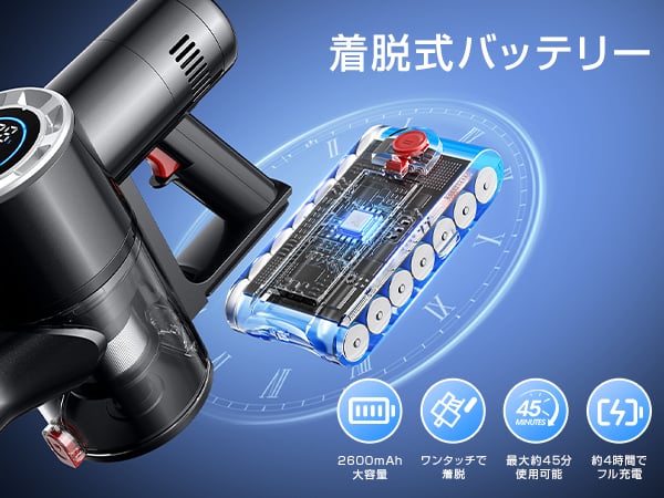 コードレス掃除機 65Kpa 強力吸引 65分連続稼働 自立式 LED液晶 2026最新モデル 掃除機 コードレス掃除機 パワフル吸引 コードレス LED