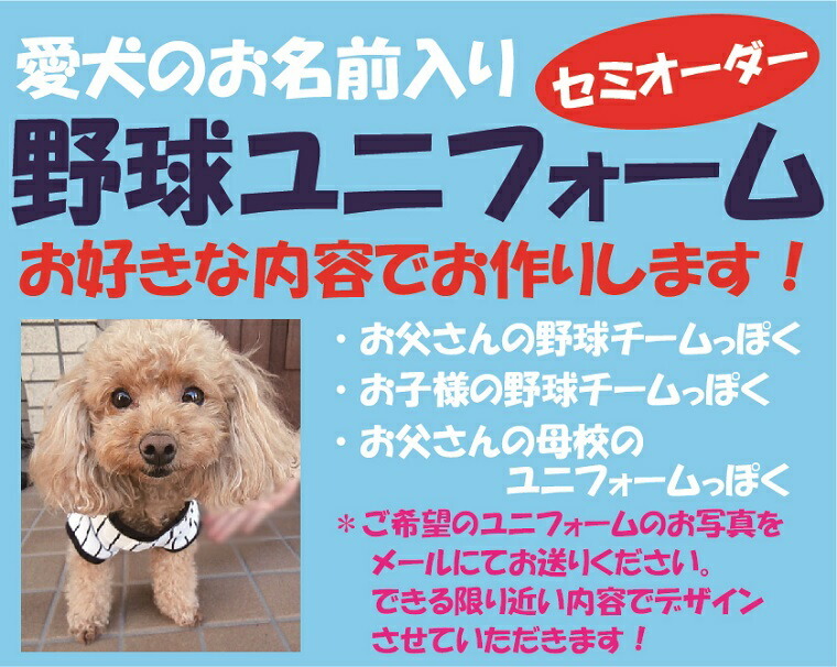 名入れ！ラッピング無料！「お好きな内容」小型犬野球ユニフォーム