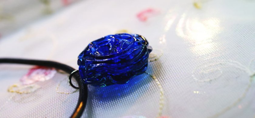 魅惑のBLUE ROSE』 青いバラ ガラス彫刻 グラデーション加工