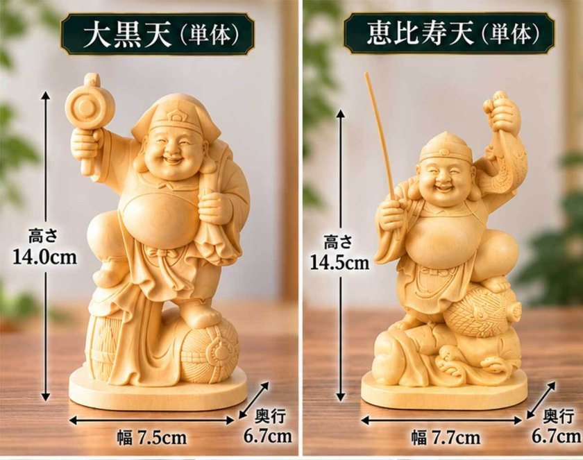 大黒天 大黒様 恵比寿様 恵比寿天 15cm 商売繁盛 神棚 七福神 金運