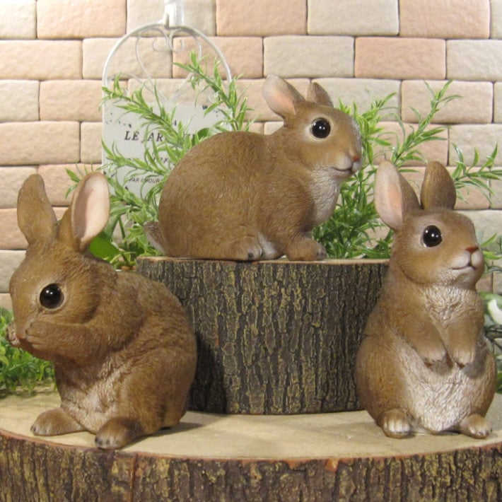 うさぎ 置物 リアル ミニフレンズ ラビット 3種セット 動物オブジェ