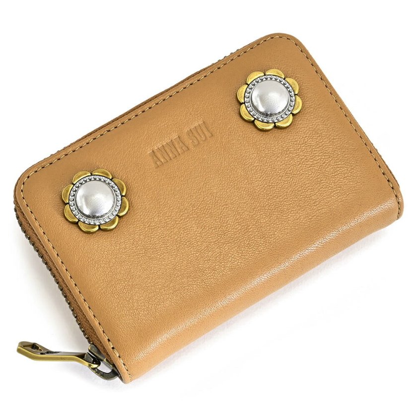 アナスイ カードケース ラウンドファスナー キャメル ANNA SUI 317454