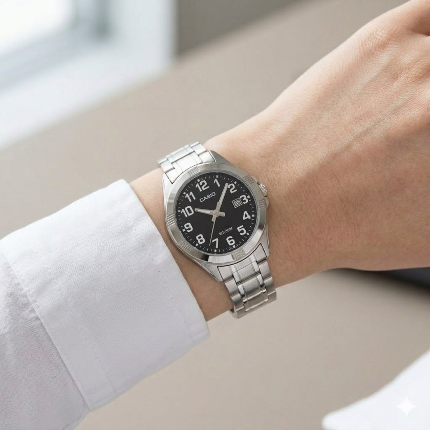 CASIO カシオ レディース 腕時計 ブラック文字盤 見やすい アラビア