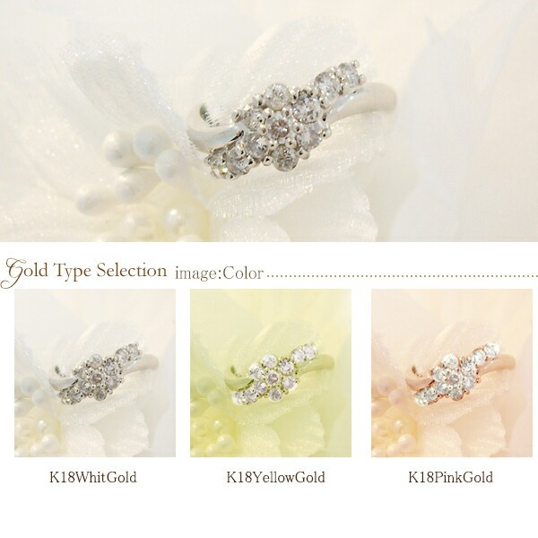 K18YG/PG/WG【0.5ct】フラワーダイヤモンドリング 指輪 [SIクラス F～D 