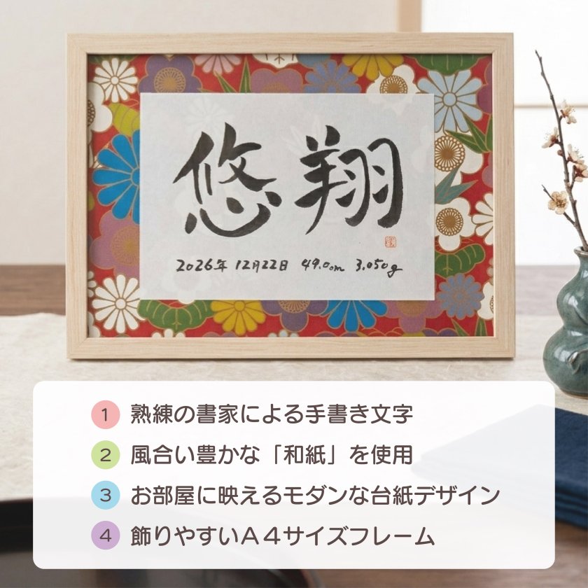 ベビー命名書きモダンA4フレーム】 （送料無料※一部地域を除く） 命名