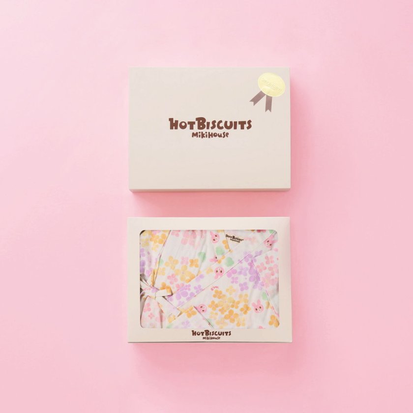ブランド公式ショップ☆ミキハウスホットビスケッツ 総柄 ベビー甚平