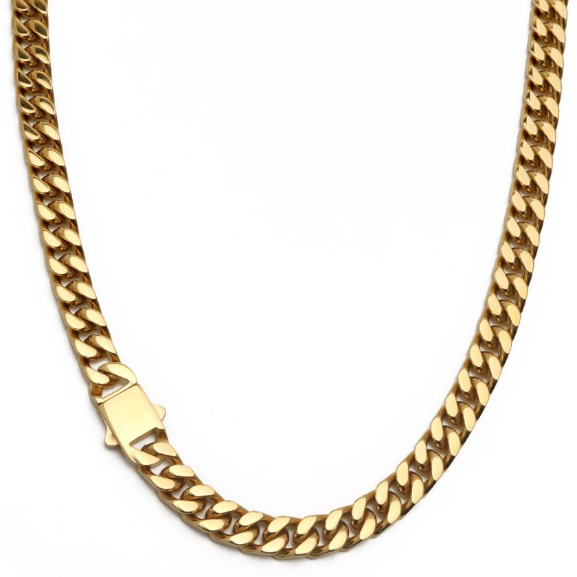 幅7mm ステンレス 喜平チェーンネックレス 4面カット 18k GP IPメッキ