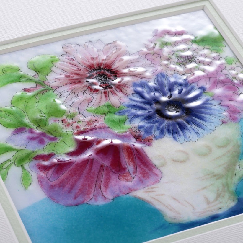 カップフラワー 七宝焼き アートフレーム 絵画 - 【七彩工房
