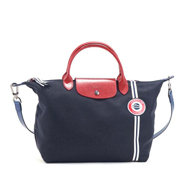 LONGCHAMP ショルダーバッグ ブルー レッド ロンシャン LONGCHAMP ルプリアージュ コカルド LE PLIAGE COCARDE