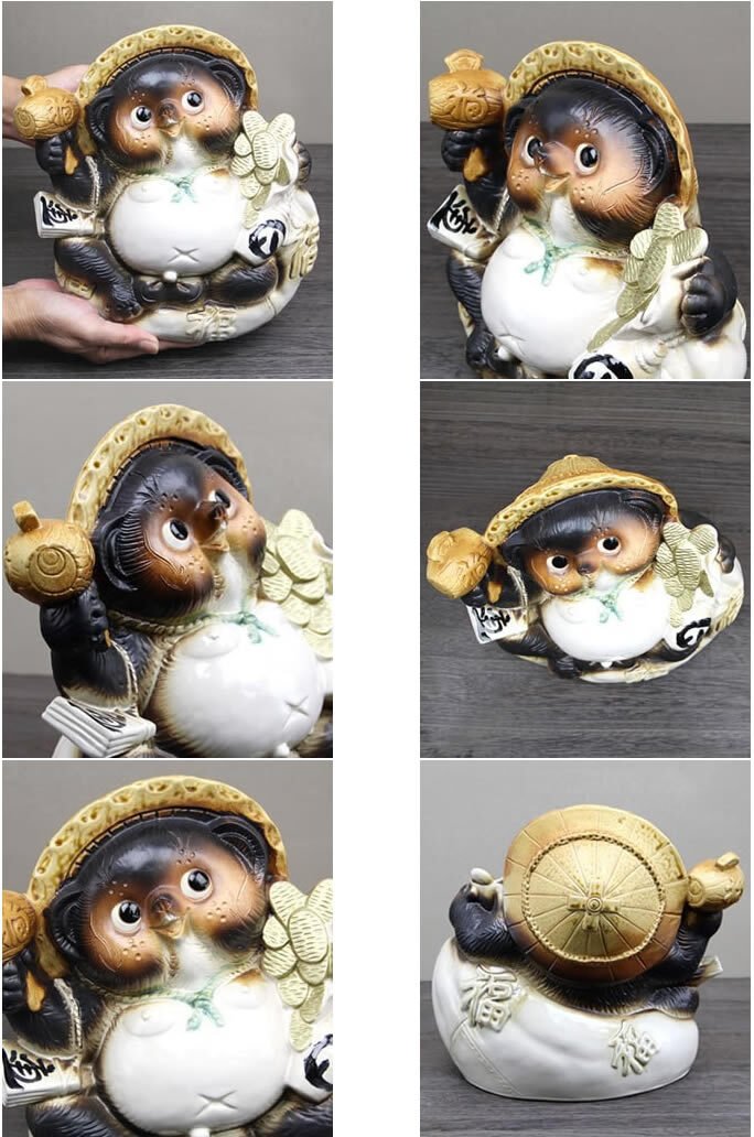 信楽焼 狸 狸庵 置物 オブジェ 陶器 縁起物 高さ２４ｃｍ 信楽焼 たぬき 置物 高さ24.5cm 陶器 縁起物 8号座り小判狸 ta-0201