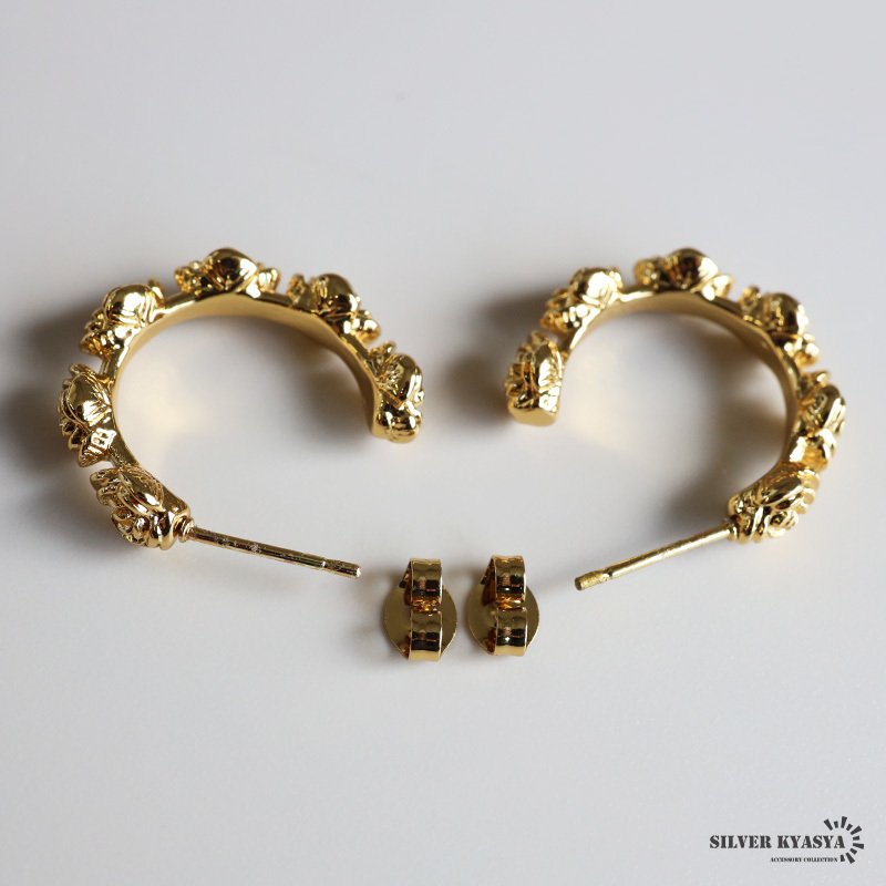 ステンレス 薔薇ピアス フラワーピアス フープピアス ローズピアス 
