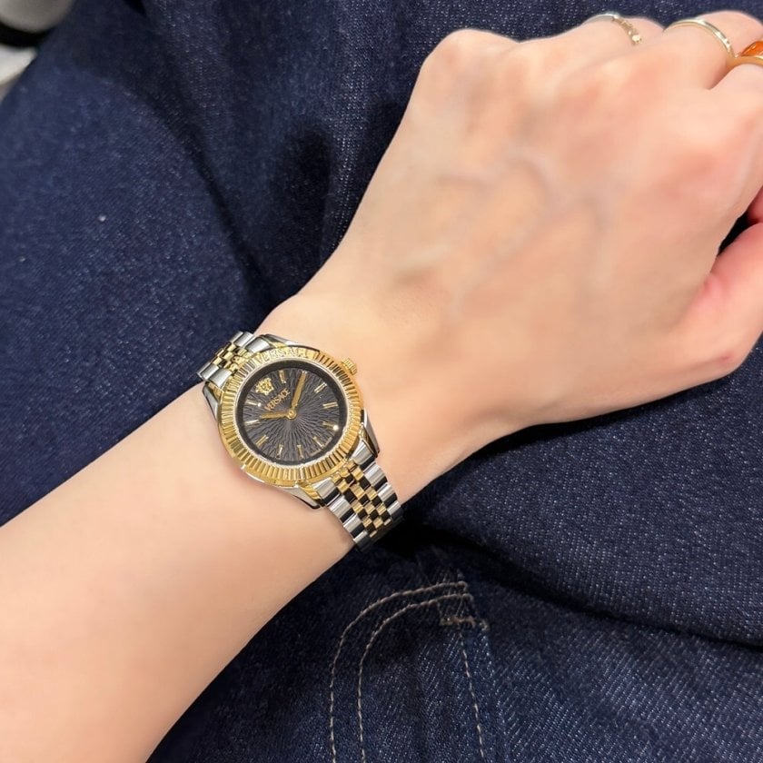 ヴェルサーチェ 腕時計 レディース VERSACE GRECA TIME LADY ブラック