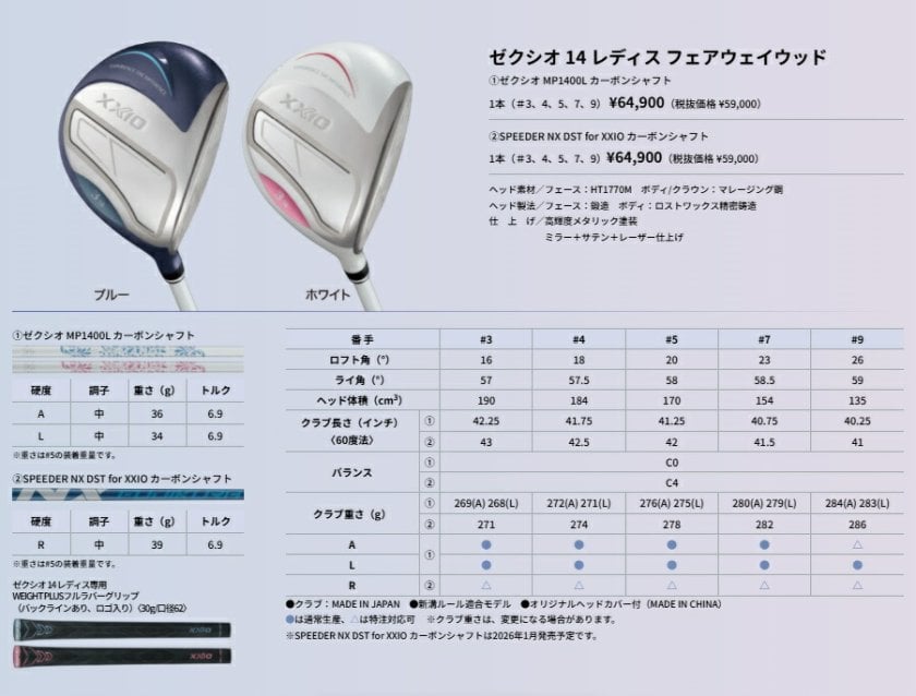 セット販売 4本セット ゼクシオ14 レディス ドライバー フェアウェイ