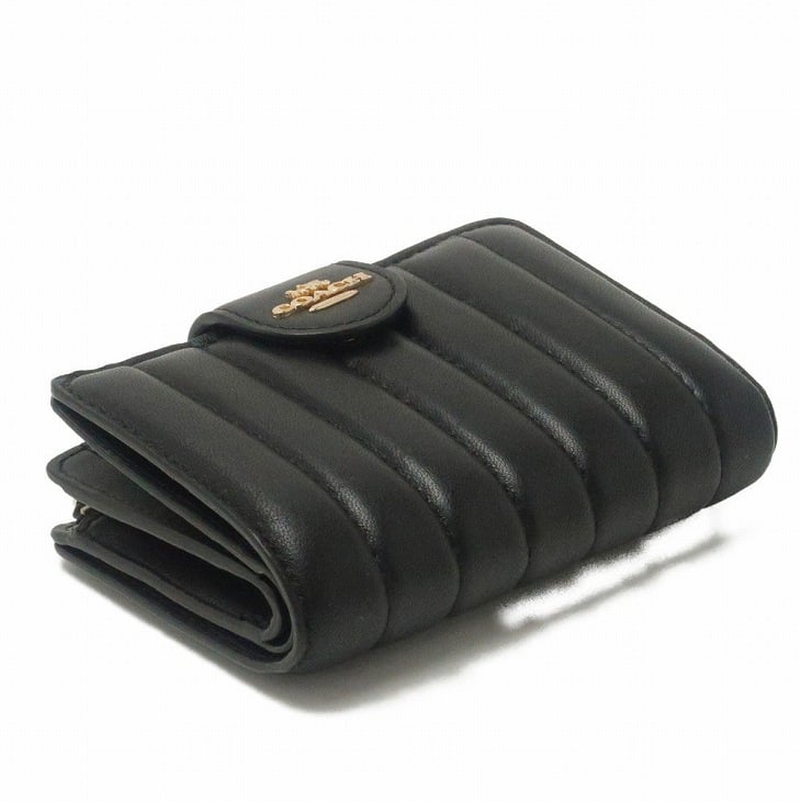 COACH 二つ折り財布 ブラック キルティング コーチ COACH 財布 レディース 二つ折り財布 キルティング ラウンド