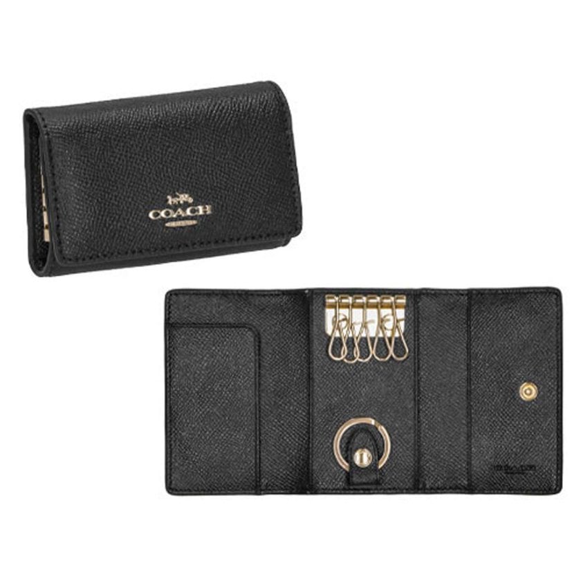 極美品 COACH シグネチャー キーケース 5連 ブラック キーリング コーチファクトリー COACH FACTORY キーケース 76741 IMBLK キーリング